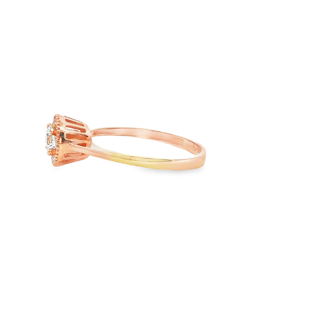 ANILLO SOLITARIO EN ORO ROSA 14K CON ZIRCONIA DE CRISTAL CENTRAL