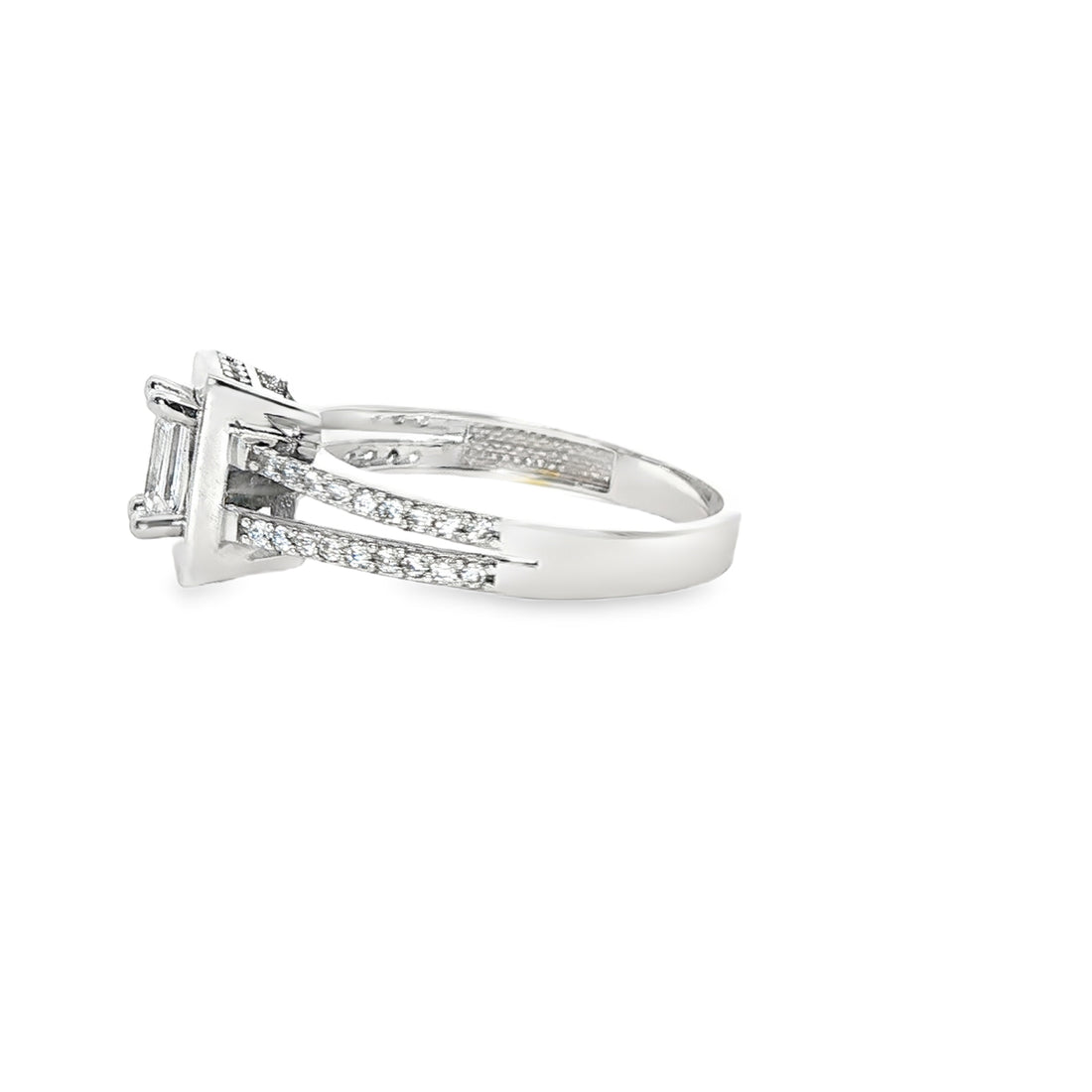 ANILLO DE ORO BLANCO 14K CON ZIRCONIA BLANCA COMO PROTAGONISTA