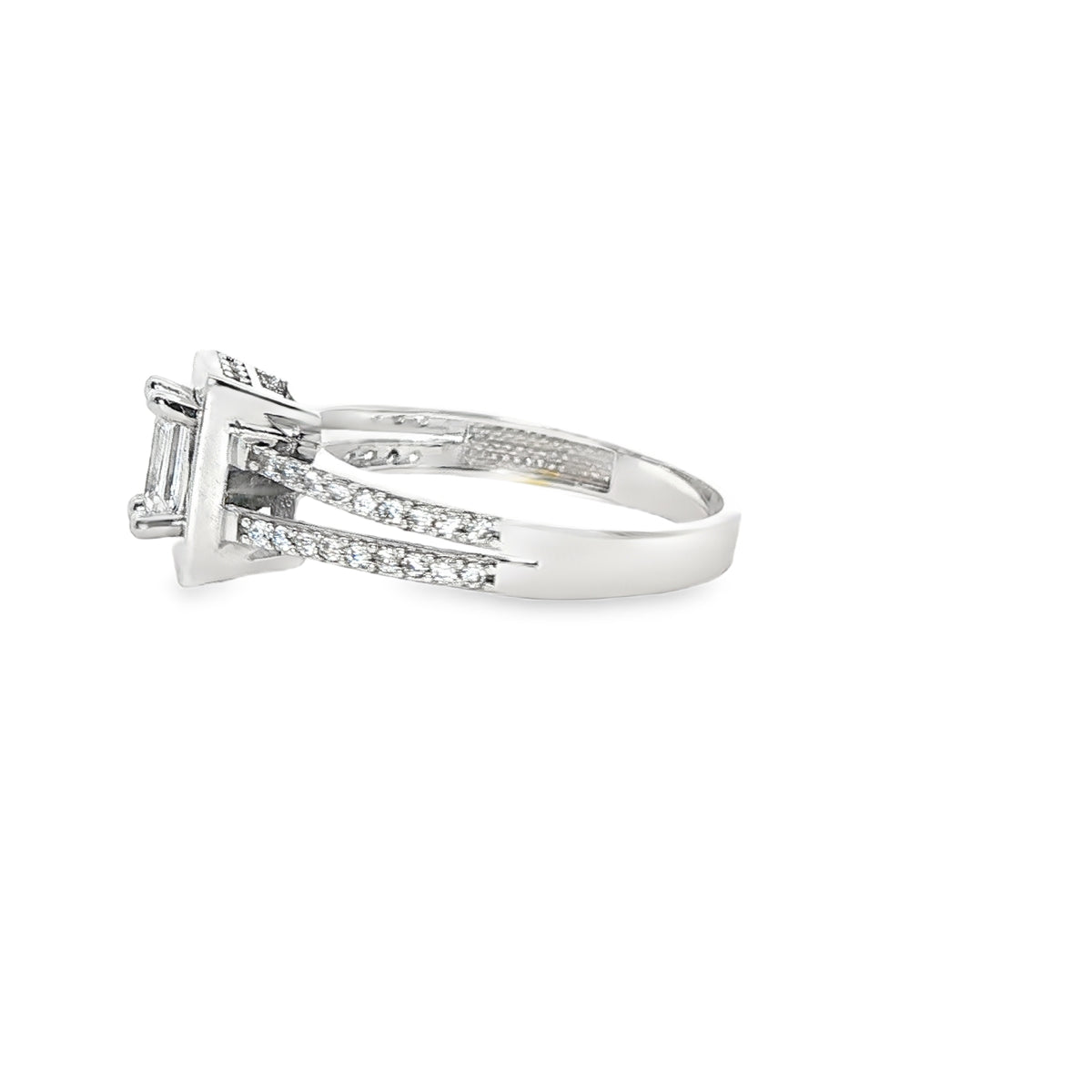 ANILLO DE ORO BLANCO 14K CON ZIRCONIA BLANCA COMO PROTAGONISTA