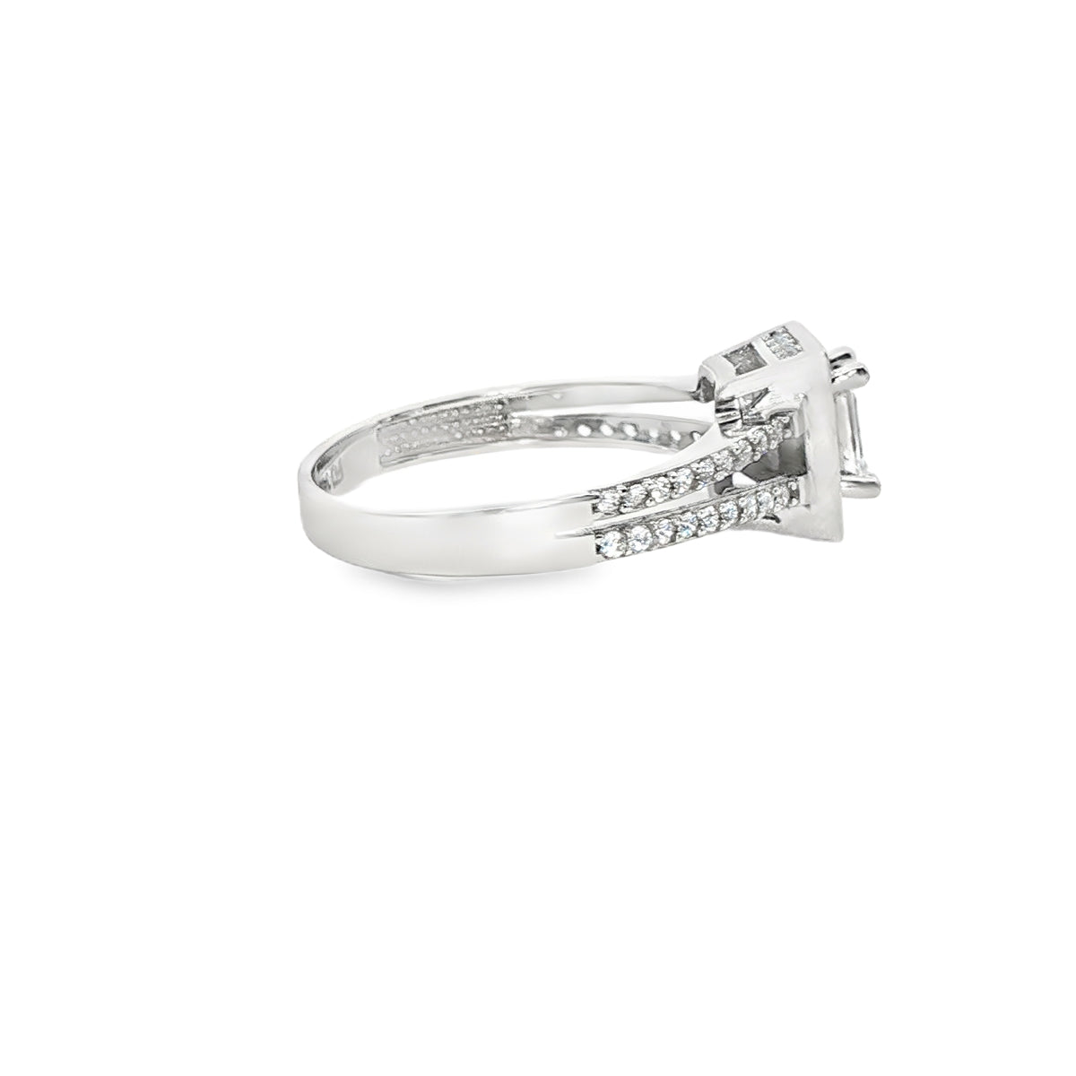 ANILLO DE ORO BLANCO 14K CON ZIRCONIA BLANCA COMO PROTAGONISTA