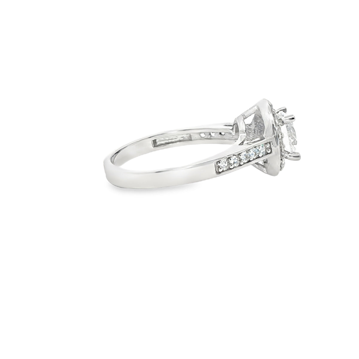 ANILLO SOLITARIO DE ORO BLANCO 14K CON ZIRCONIA CLÁSICA DE CRISTAL