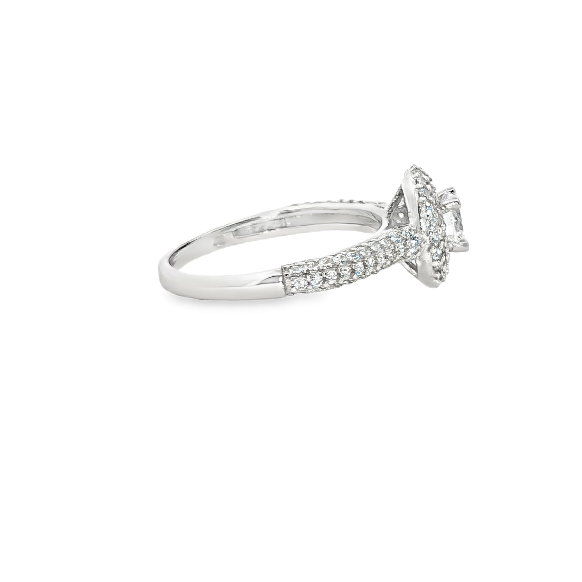 ANILLO SOLITARIO EN ORO BLANCO 14K CON ZIRCONIA DE CRISTAL