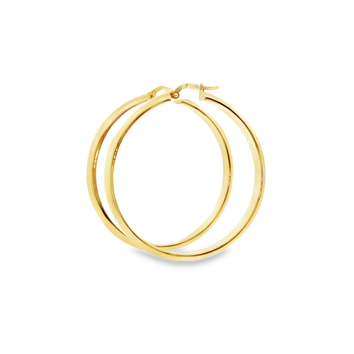 ARRACADAS TIPO ARGOLLA PLANA EN ORO DE 14K