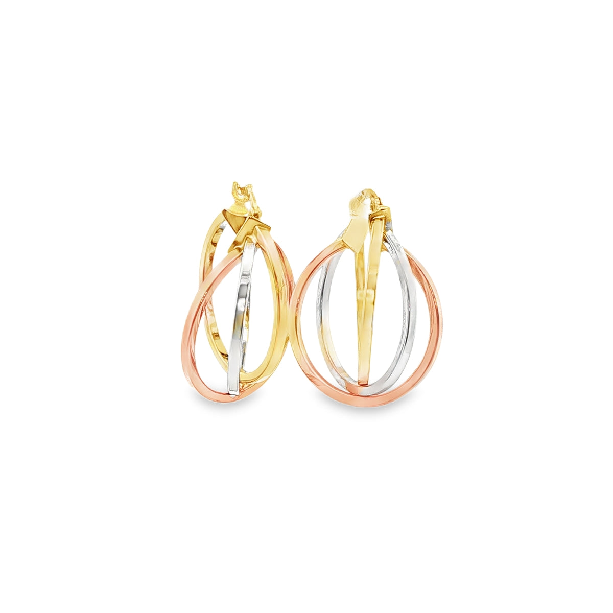ARRACADAS TRIPLES EN OR DE TRES COLORES 14K
