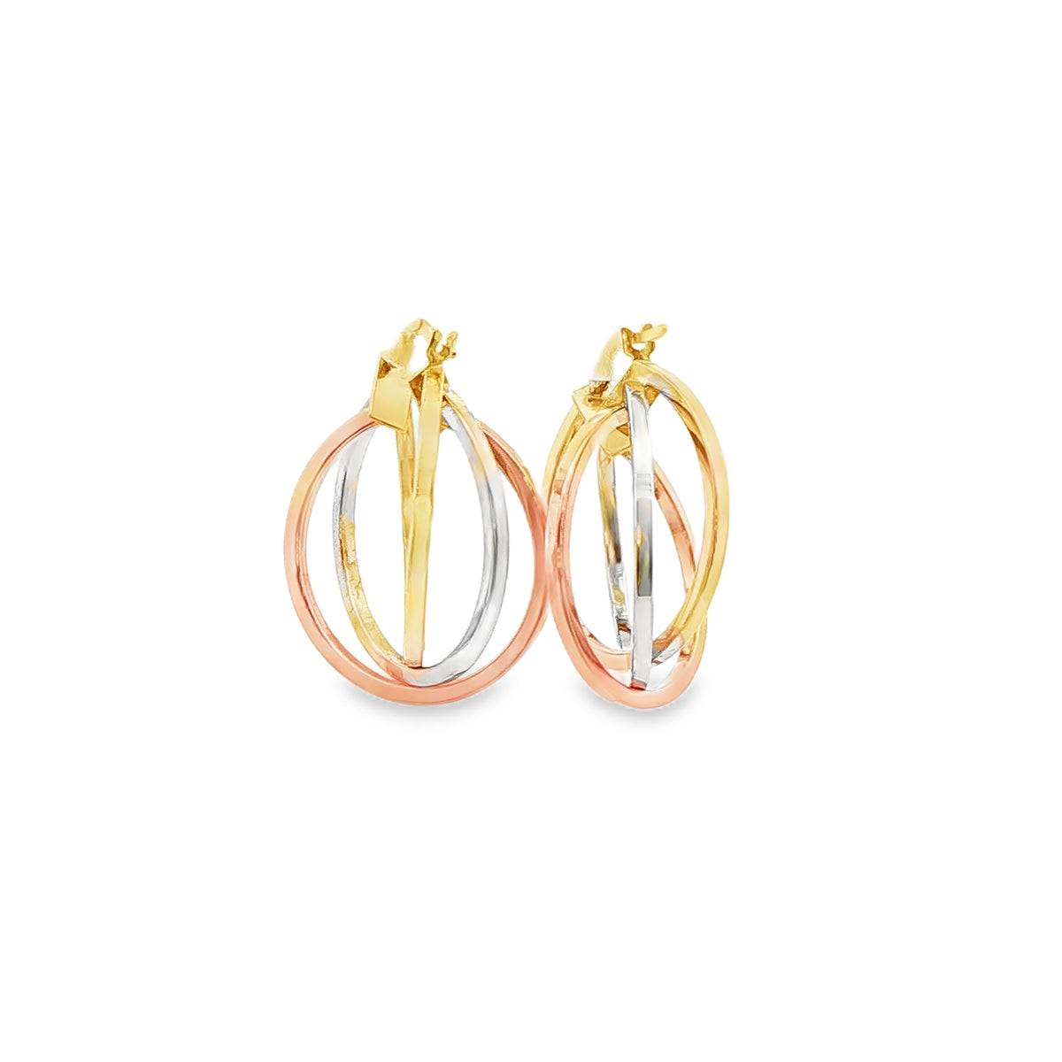 ARRACADAS TRIPLES EN OR DE TRES COLORES 14K