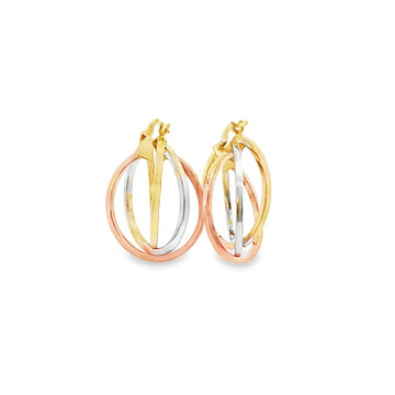 ARRACADAS TRIPLES EN OR DE TRES COLORES 14K