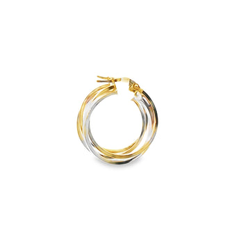 ARRACADAS DOBLES EN ORO DE DOS COLORES 14K