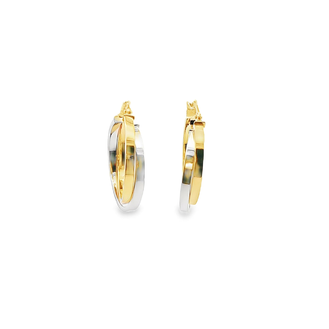 ARRACADAS DOBLES EN ORO DE DOS COLORES 14K