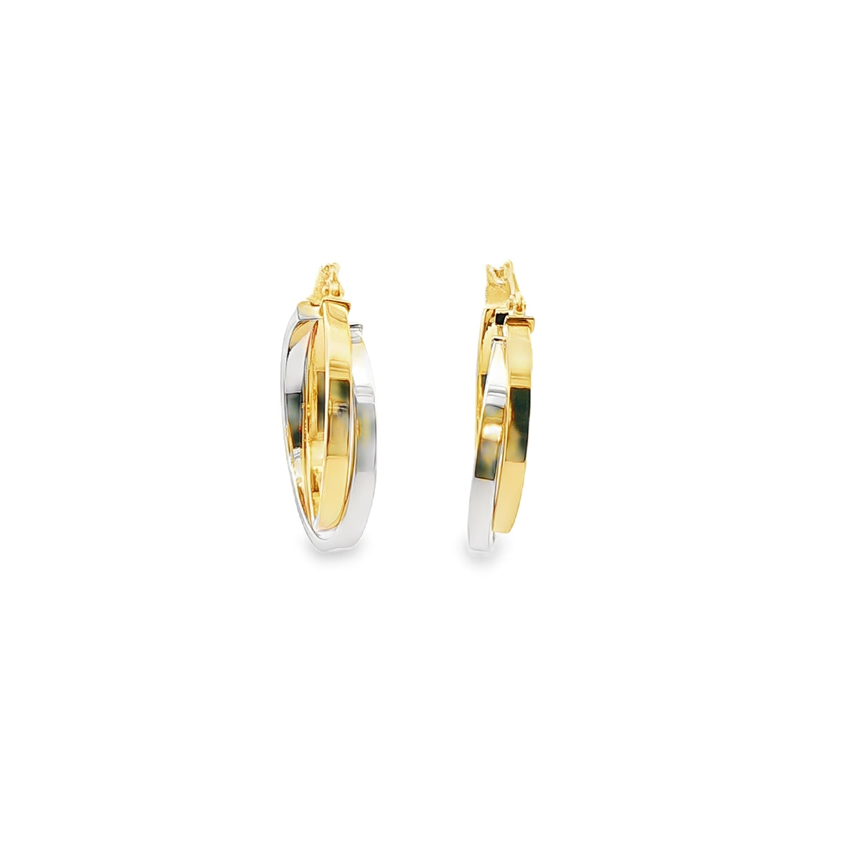 ARRACADAS DOBLES EN ORO DE DOS COLORES 14K