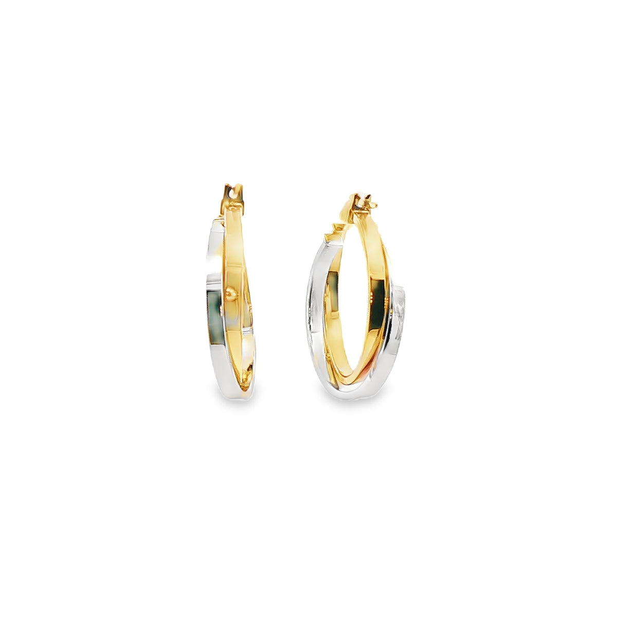 ARRACADAS DOBLES EN ORO DE DOS COLORES 14K