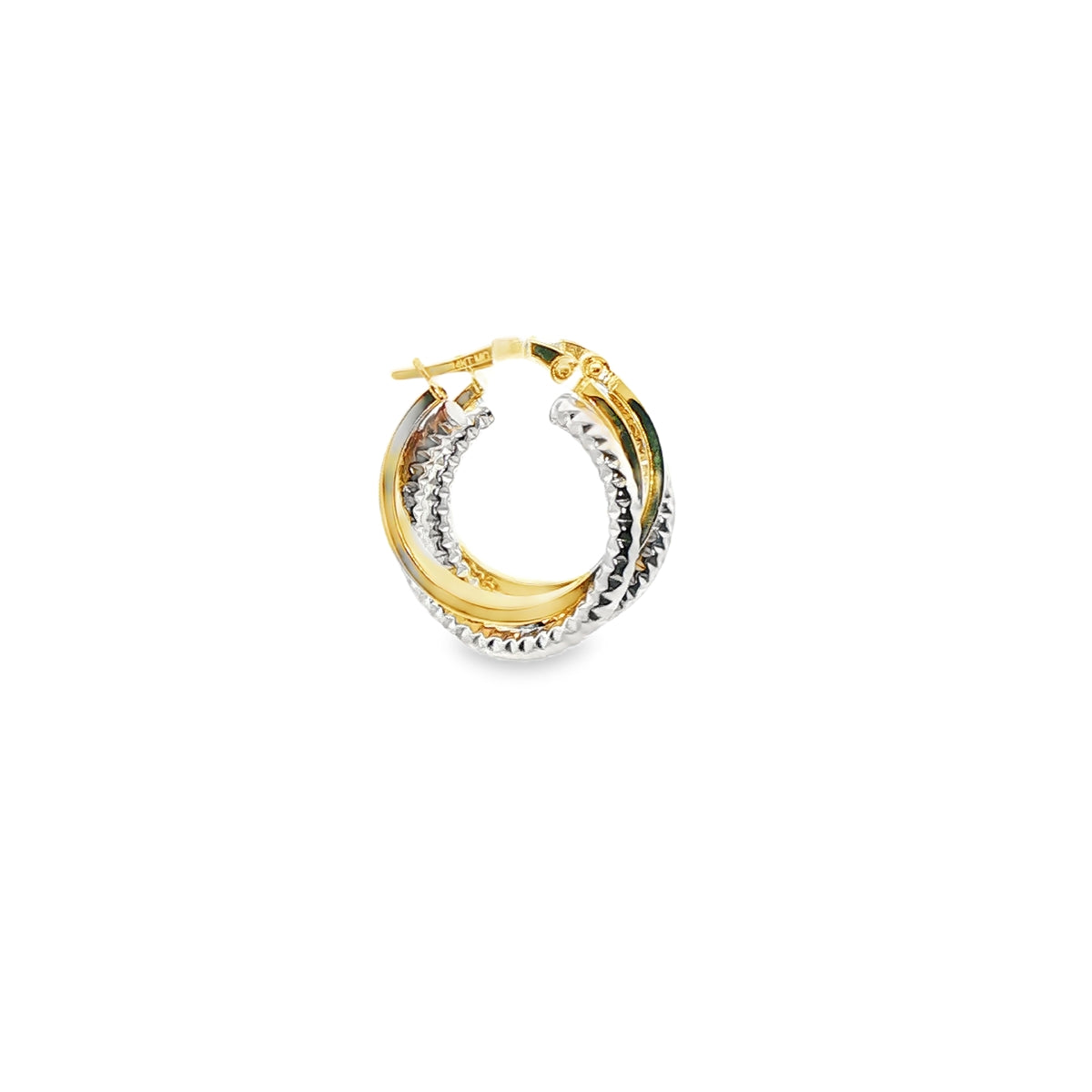 ARRACADAS MEDIANAS DE ORO DOS COLORES DE 14K