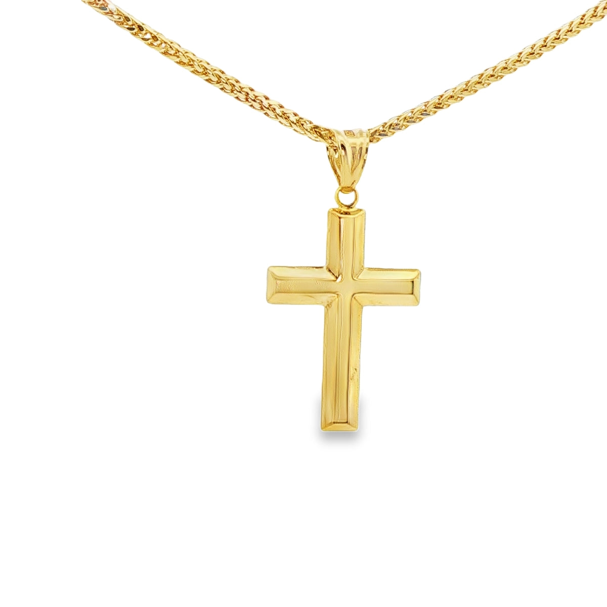 DIJE DE CRUZ EN ORO 14K CON FIGURA EN ORO BLANCO