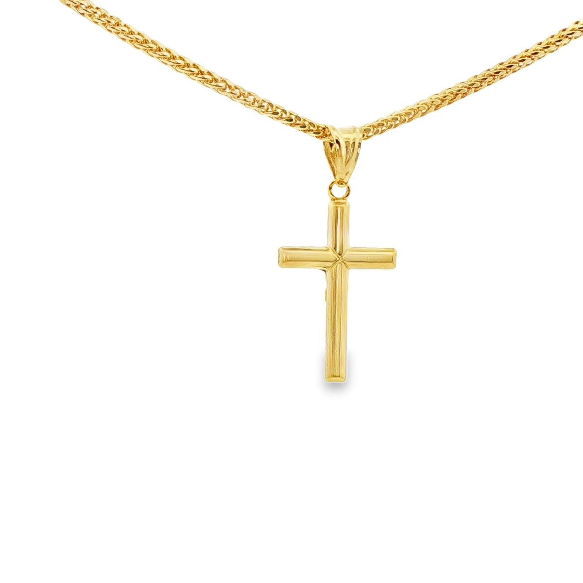 CRUZ DE ORO 14K CON FIGURA EN ORO BLANCO