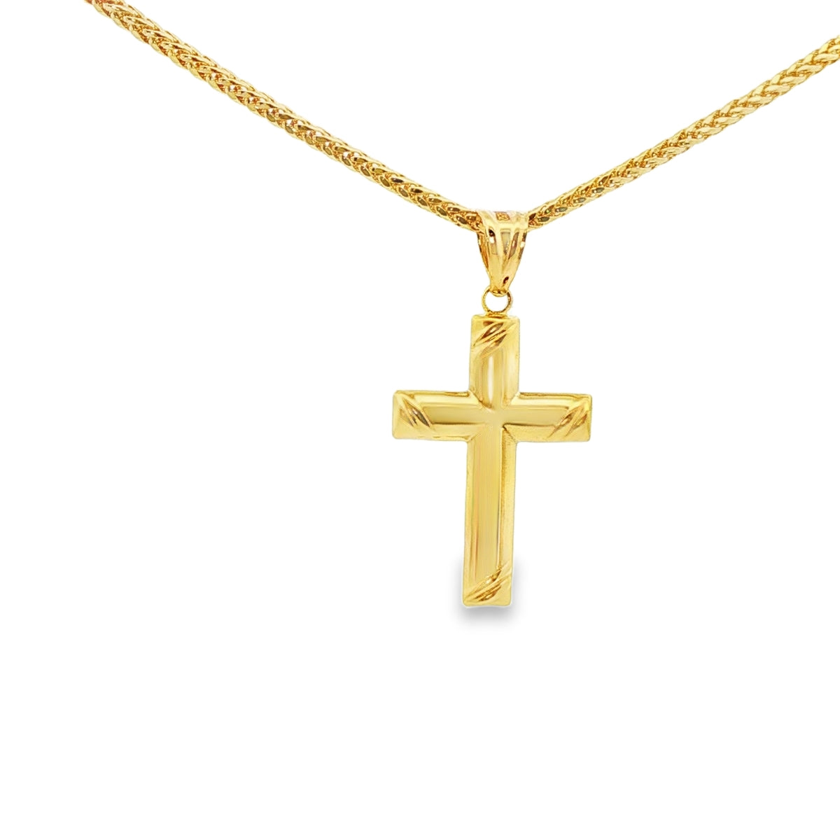 DIJE DE CRUZ EN ORO 14K CON FIGURA EN ORO BLANCO