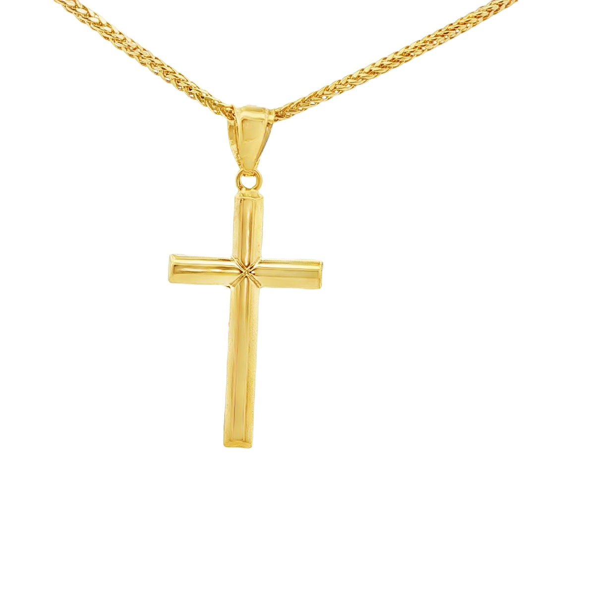 DIJE DE CRUZ EN ORO 14K CON FIGURA EN ORO BLANCO