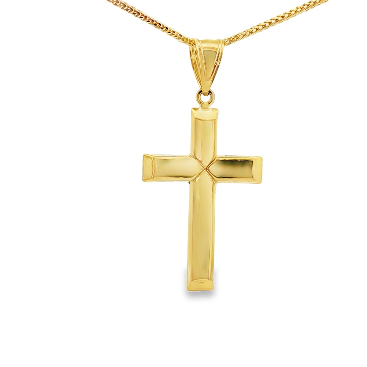 DIJE DE CRUZ EN ORO DE 14K CON FIGURA EN ORO BLANCO