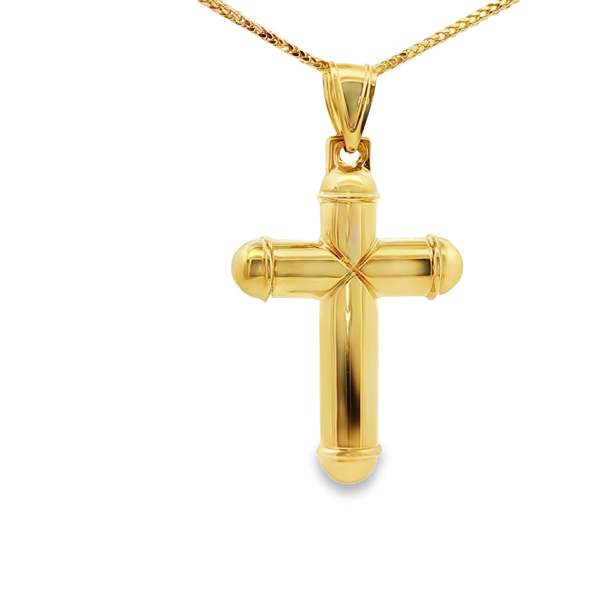 DIJE DE CRUZ EN ORO DE 14K CON FIGURA EN ORO BLANCO