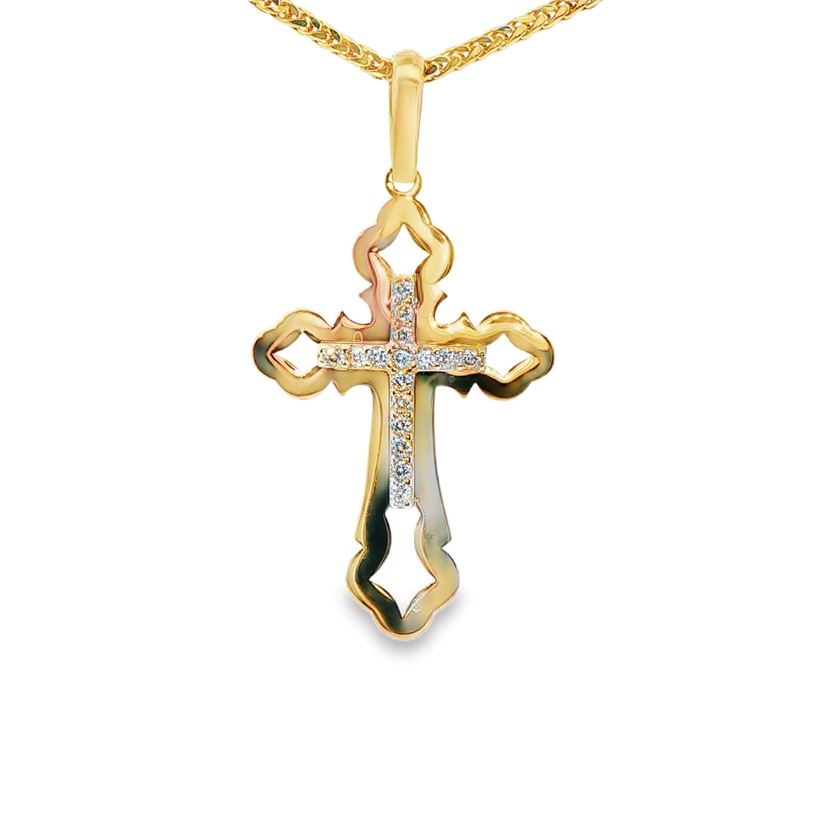 DIJE DE CRUZ EN ORO ROSA 14K