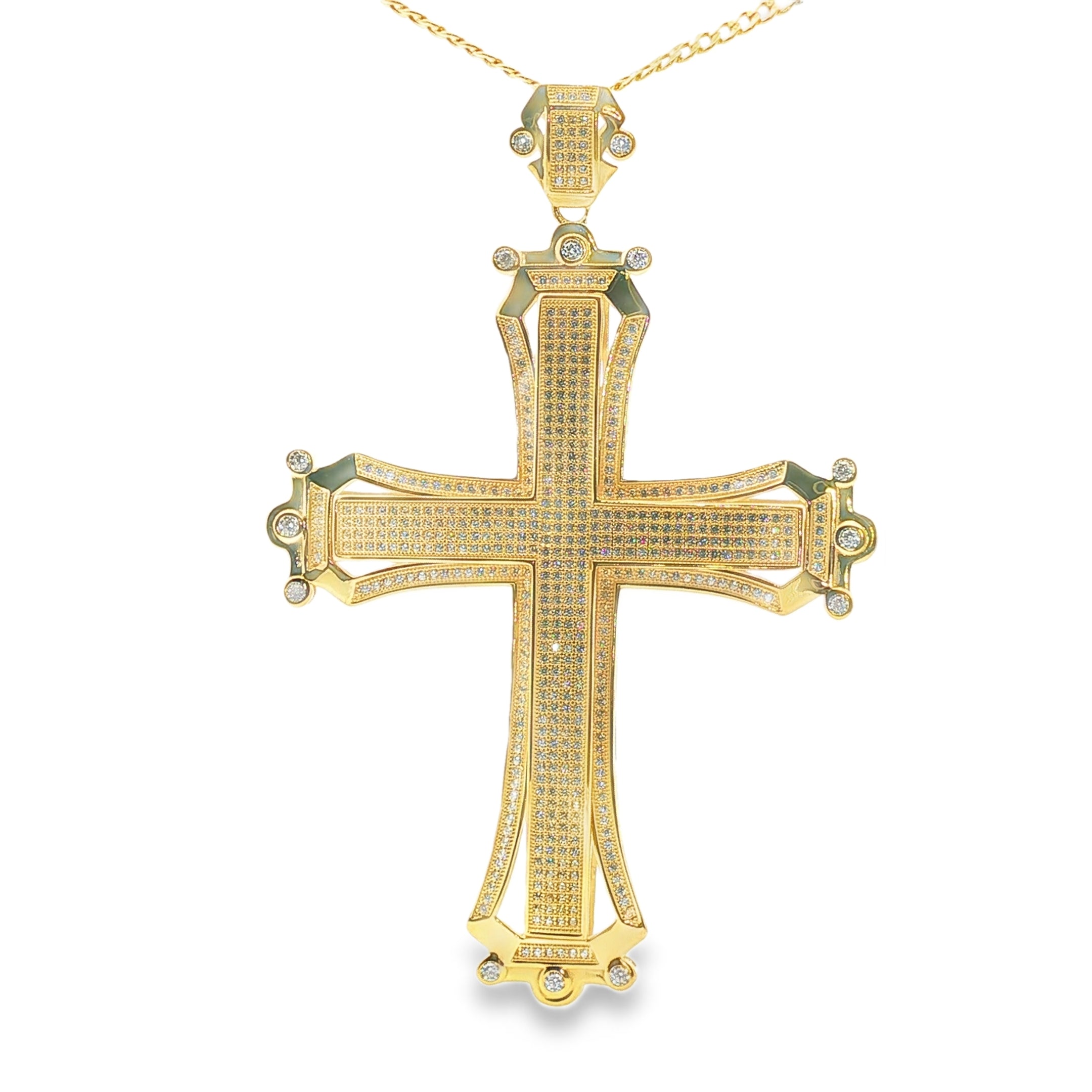 Cruz de Oro 10K con Zirconias