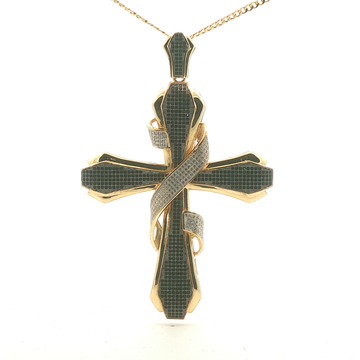 Dije de cruz en oro 10k con zirconia negra