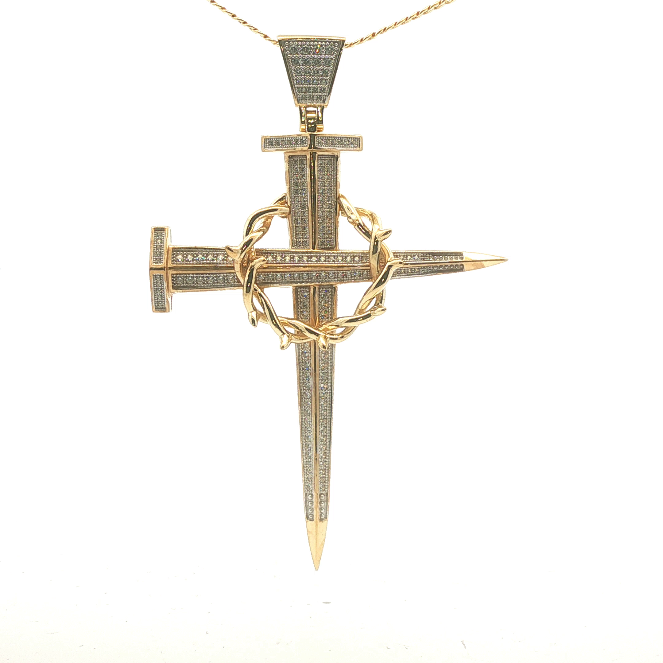 Cruz de Oro 10K con Diseño en Zirconias