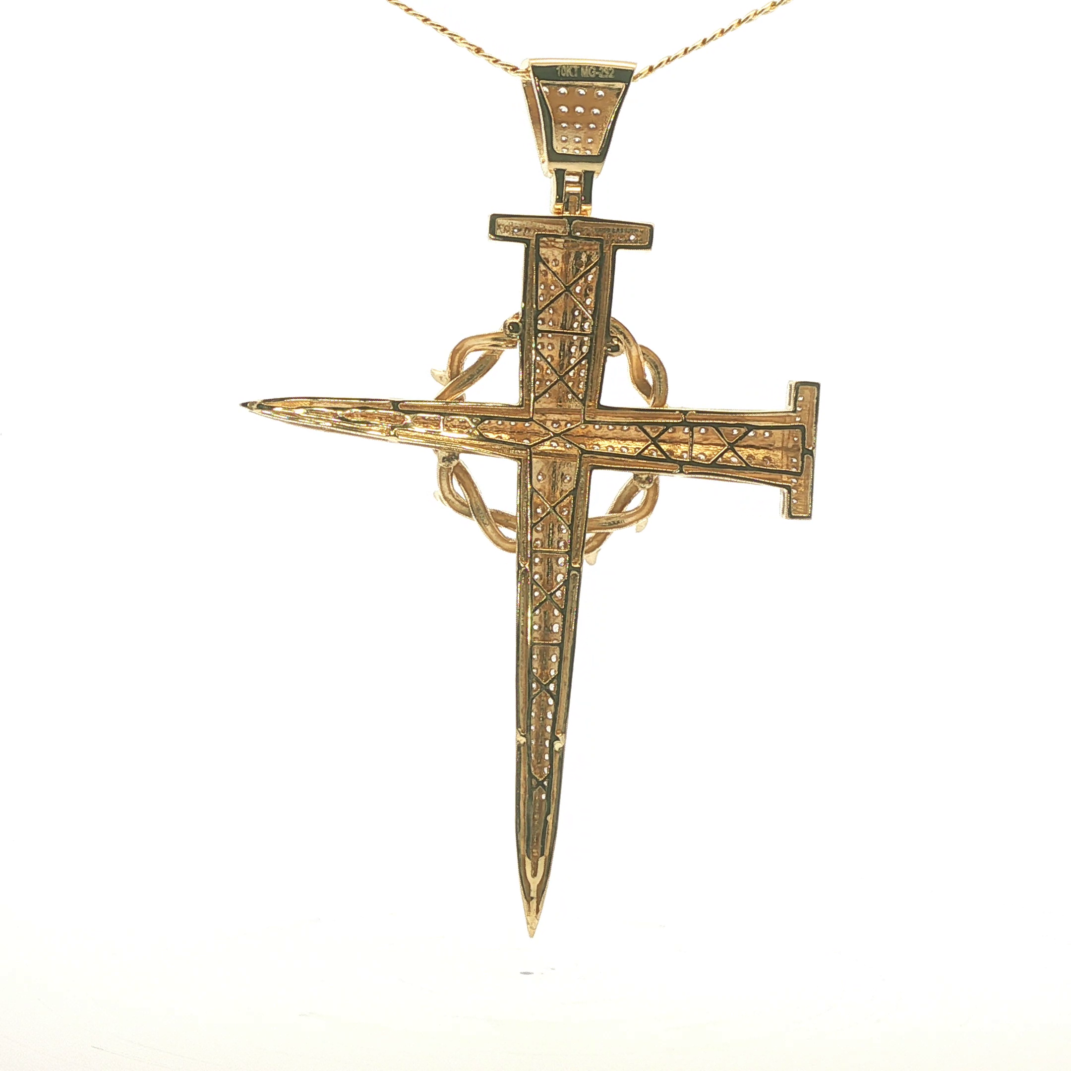 Cruz de Oro 10K con Diseño en Zirconias