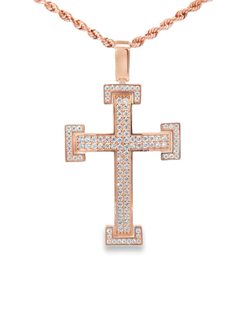 DIJE DE CRUZ EN ORO ROSA DE 14K