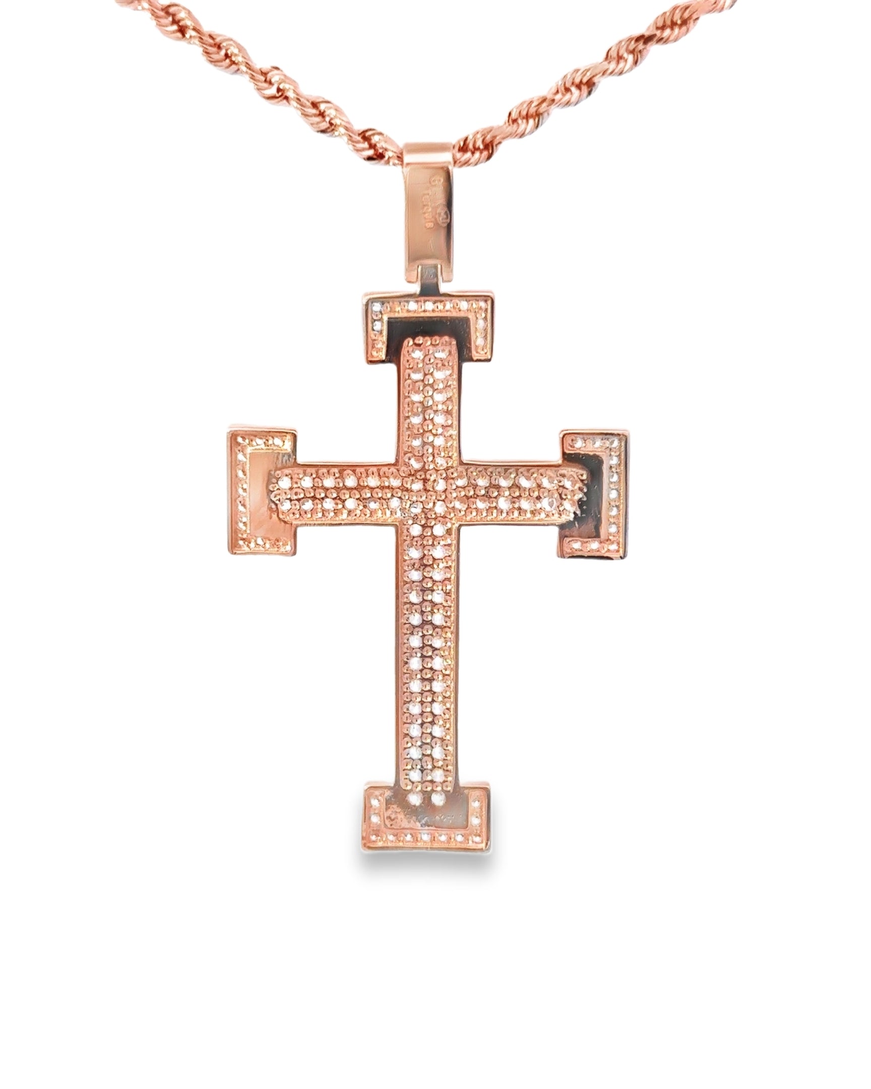 DIJE DE CRUZ EN ORO ROSA DE 14K