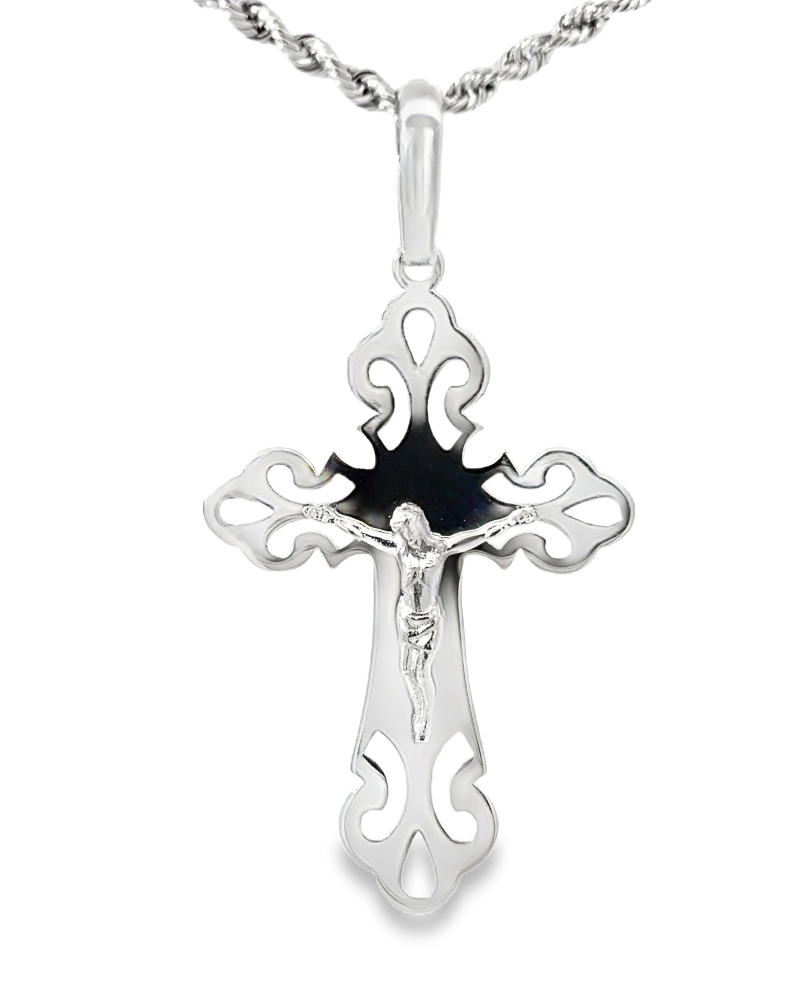 DIJE DE CRUZ EN ORO BLANCO DE 14K