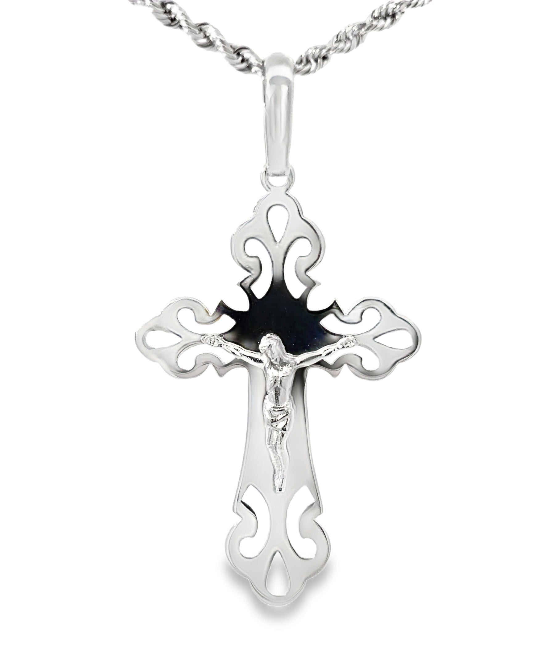 DIJE DE CRUZ EN ORO BLANCO DE 14K