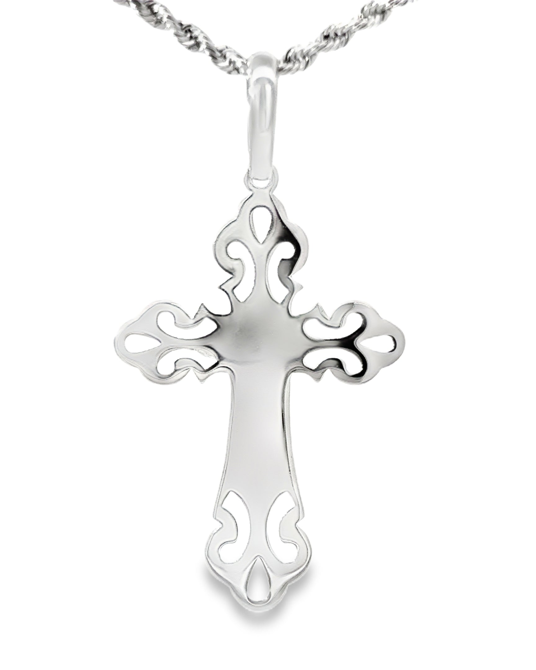 DIJE DE CRUZ EN ORO BLANCO DE 14K