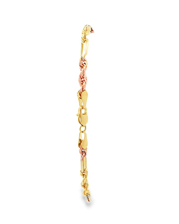PULSERA FIGARO TRES COLORES ORO 14K