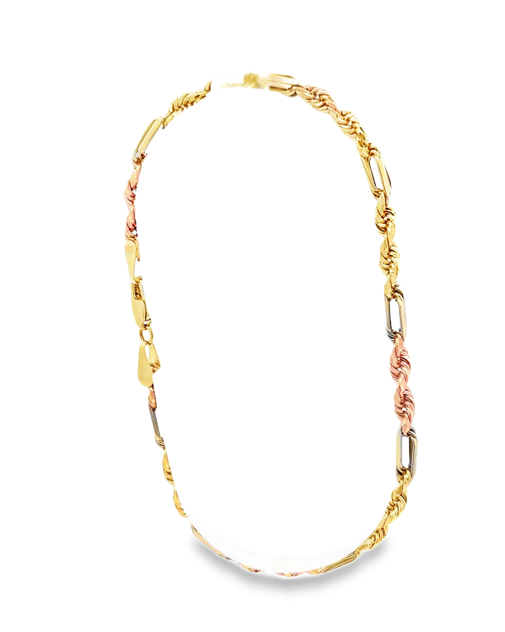 PULSERA FIGARO TRES COLORES ORO 14K