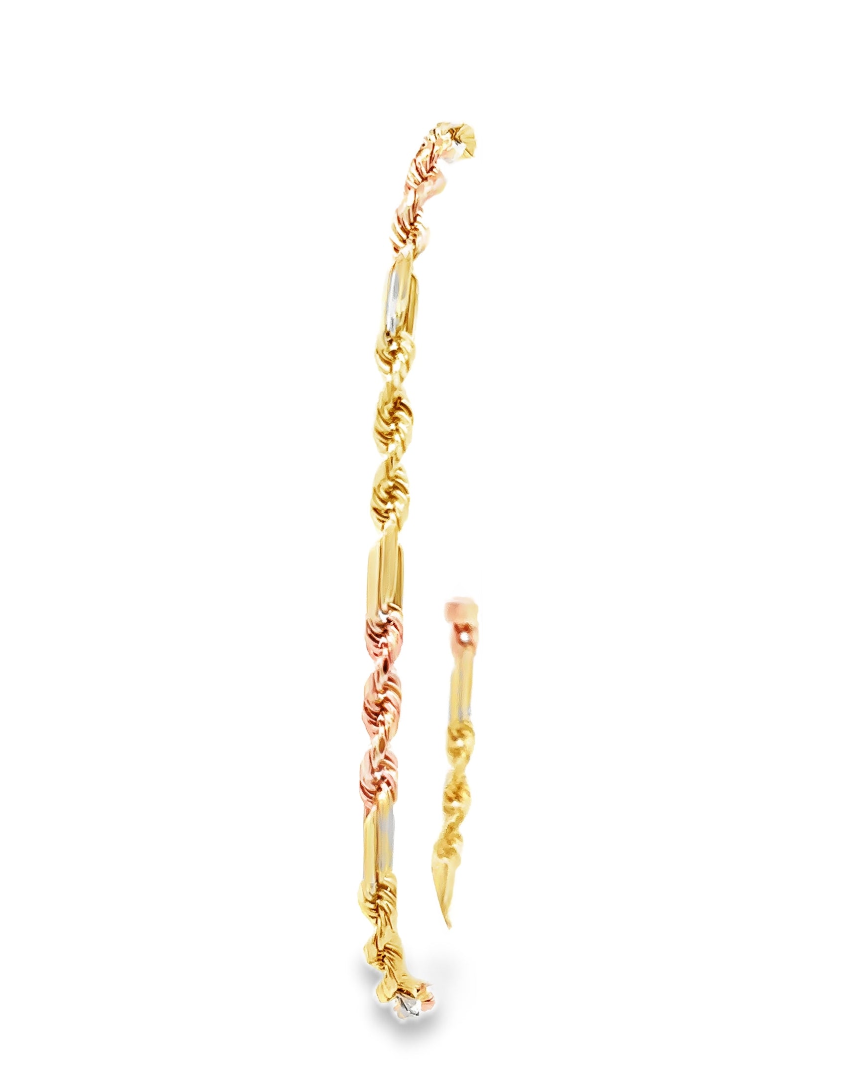 PULSERA FIGARO TRES COLORES ORO 14K