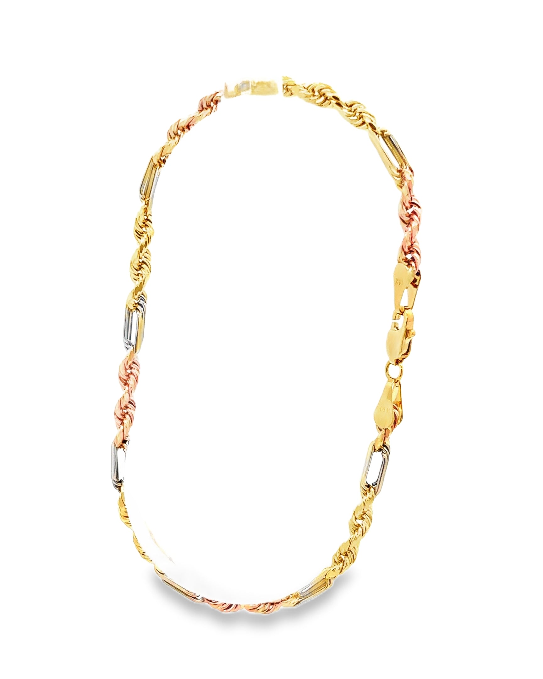 PULSERA FIGARO TRES COLORES ORO 14K
