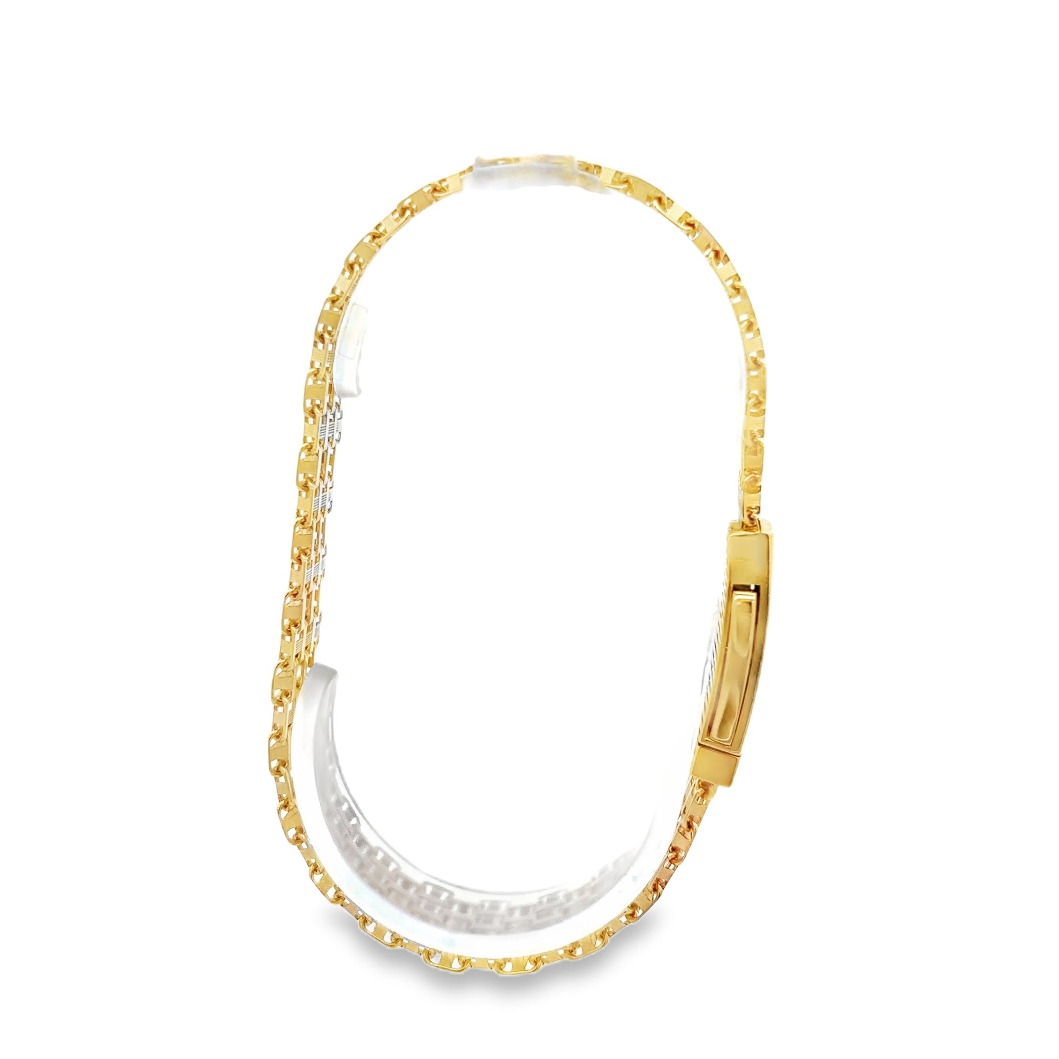 PULSERA DE ORO 14K CON DISEÑO Y BROCHE