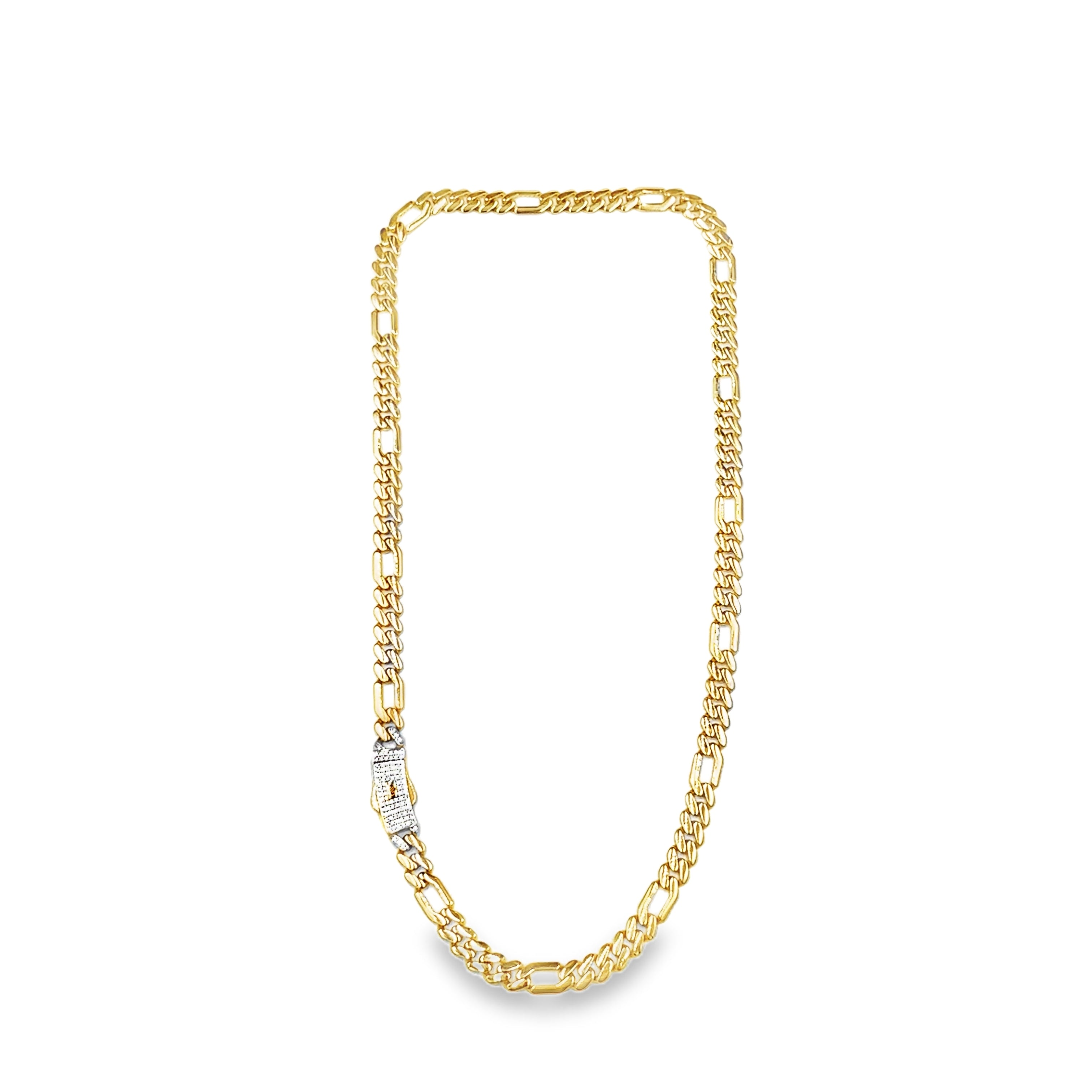 Cadena Clásica Oro 14K con Cierre en Zirconia Blanca