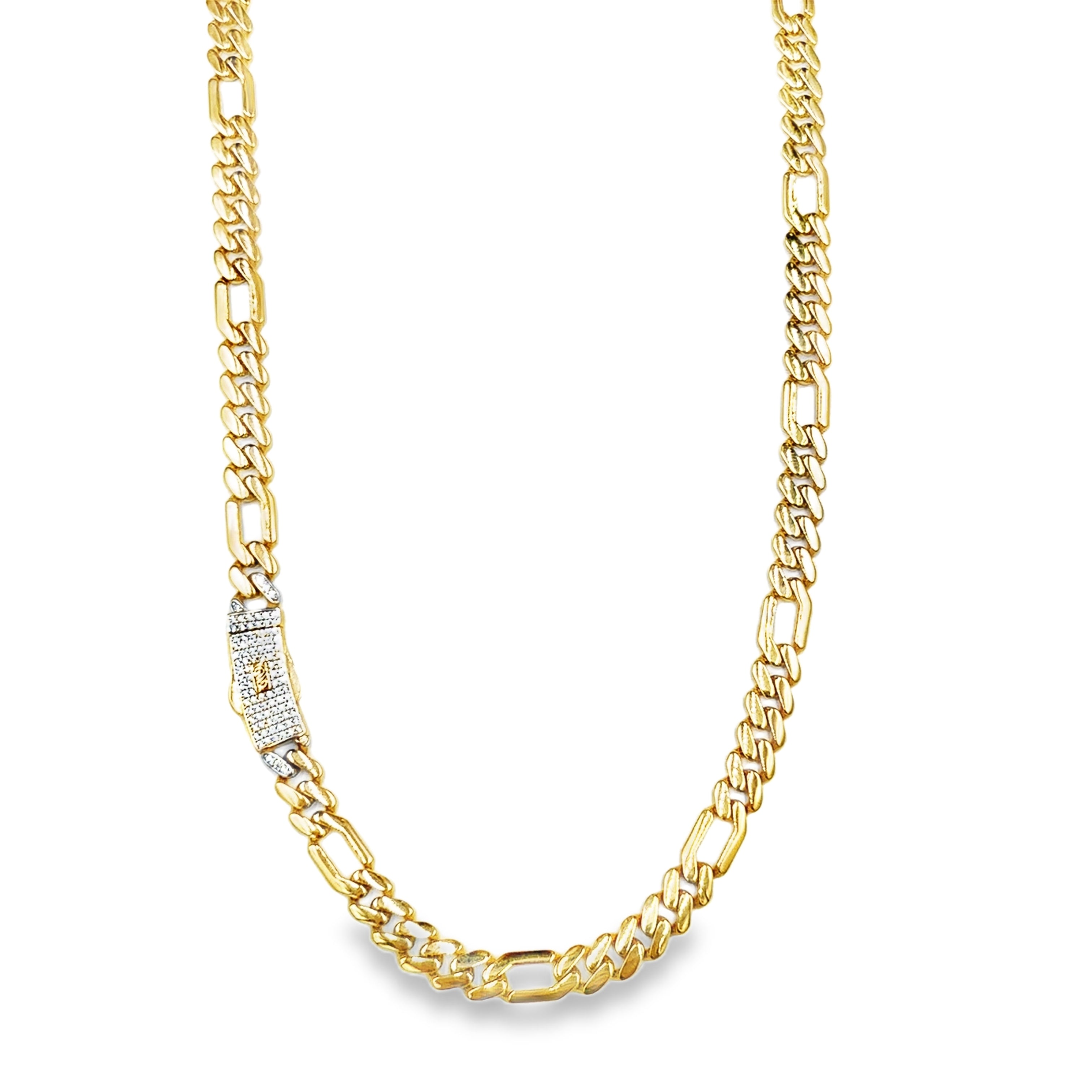 Cadena Clásica Oro 14K con Cierre en Zirconia Blanca