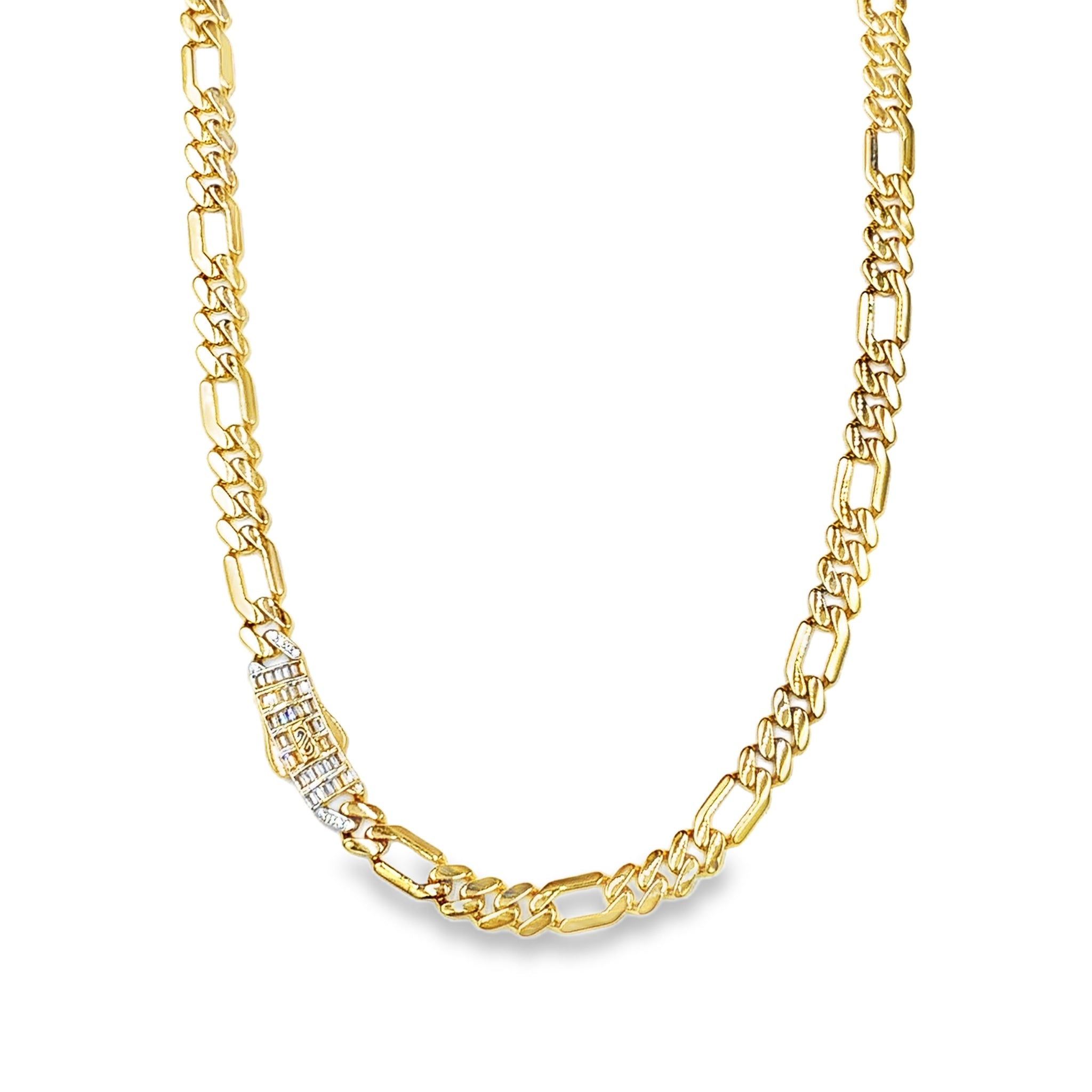 Cadena Clásica Oro 14K con Cierre en Zirconia Blanca