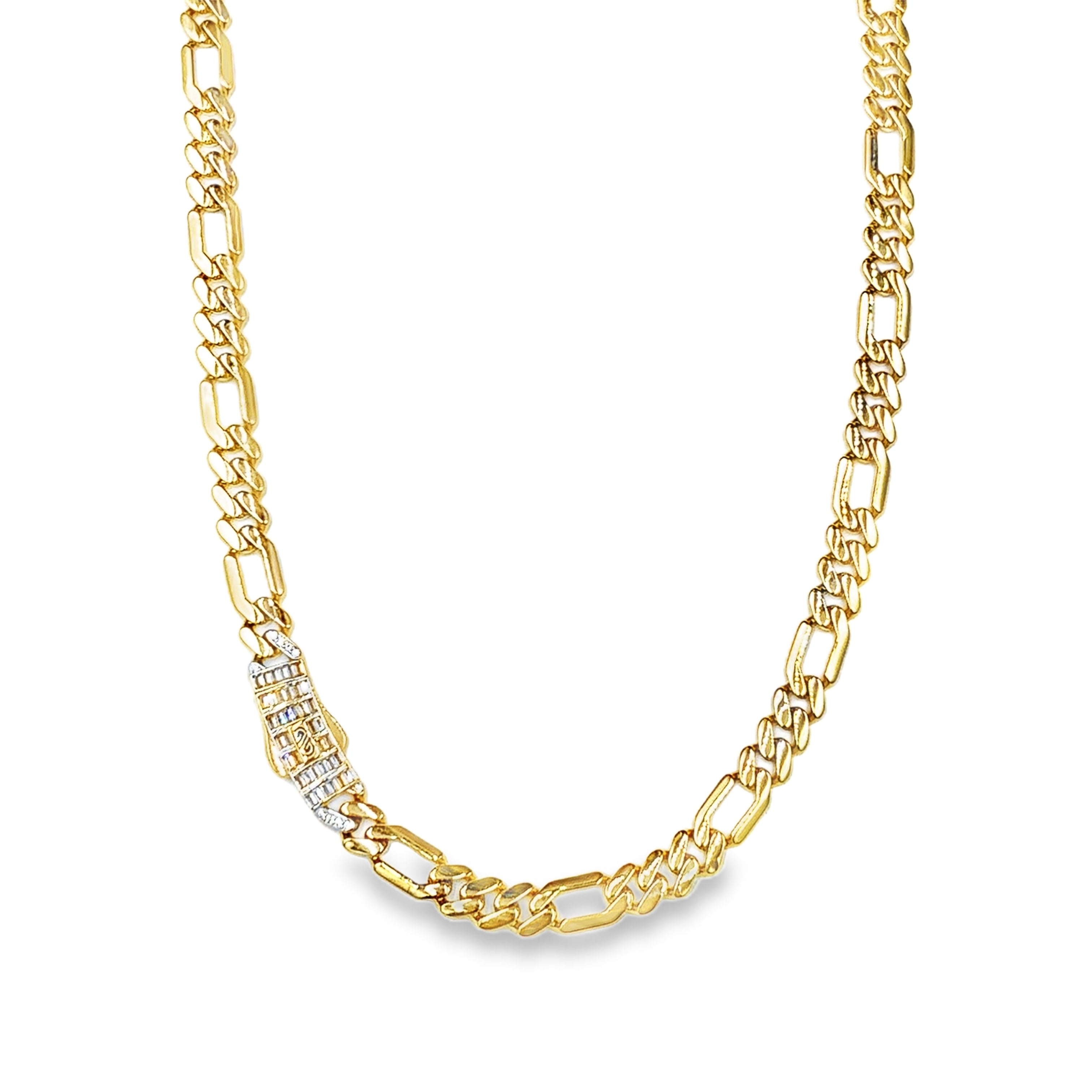 Cadena Clásica Oro 14K con Cierre en Zirconia Blanca