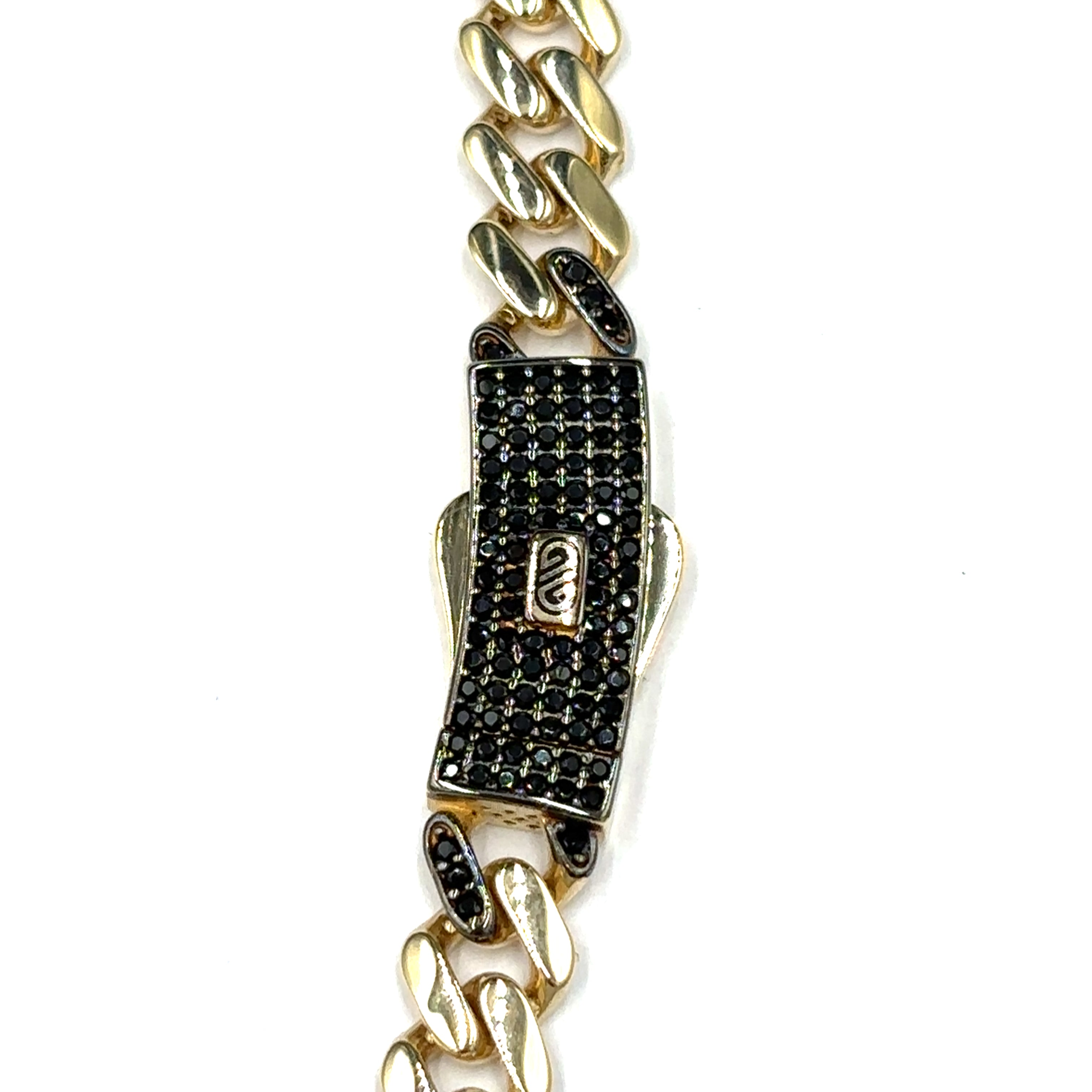 Cadena de Diseño Moderno en Oro 14K con Zirconia Negra