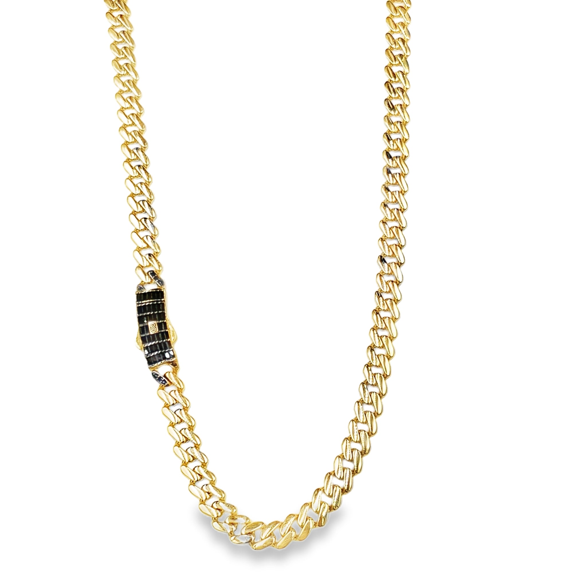 Cadena de Oro 14K con Broche en Zirconia Negra