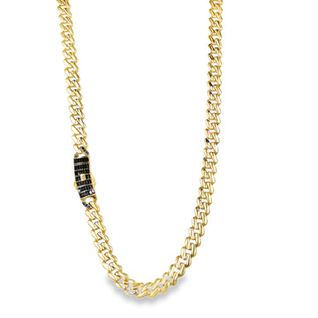 Cadena de Oro 14K con Broche en Zirconia Negra