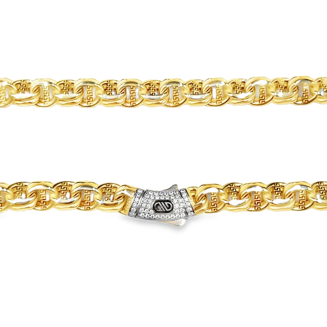 Cadena de Oro 14K con Broche en Zirconia Blanca