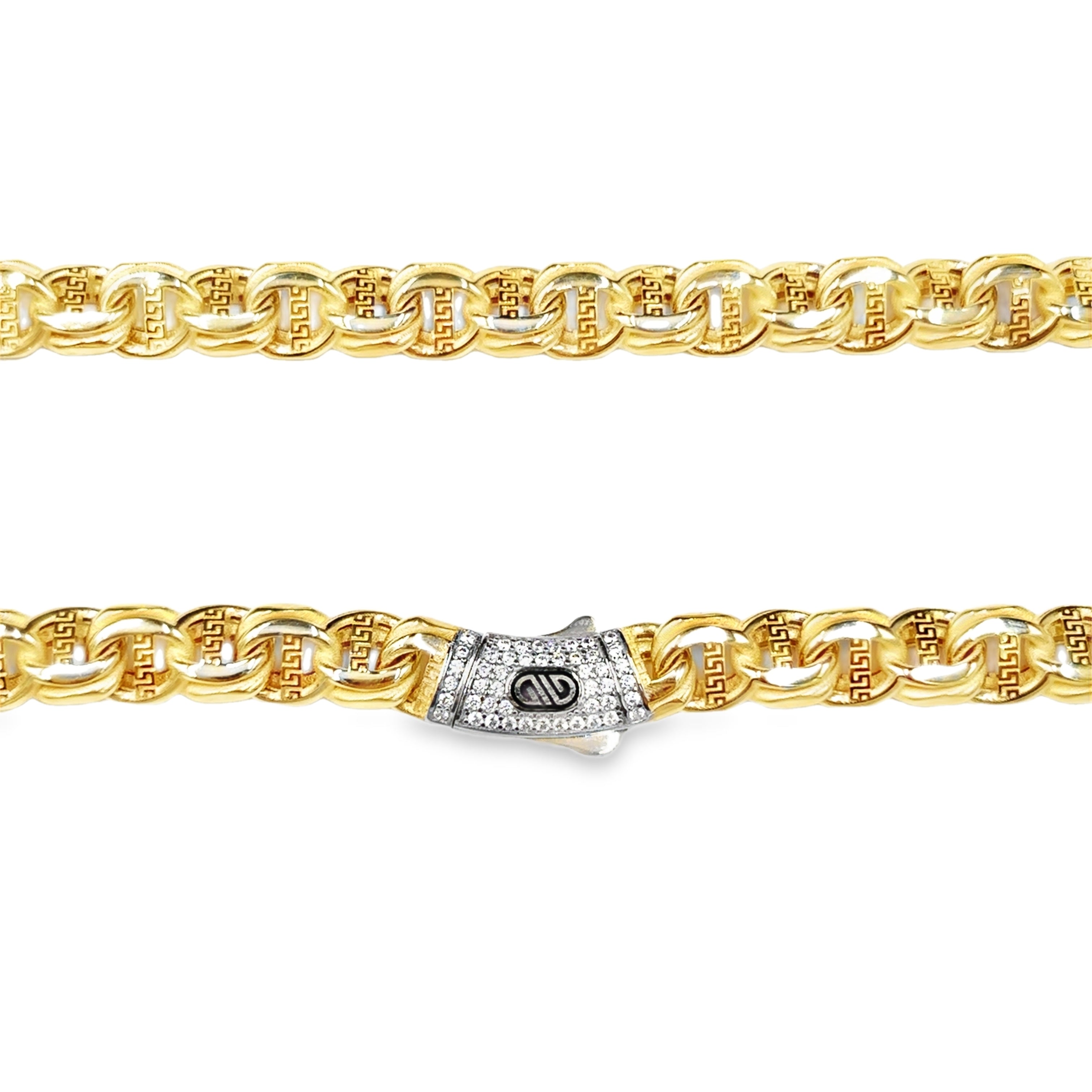 Cadena de Oro 14K con Broche en Zirconia Blanca