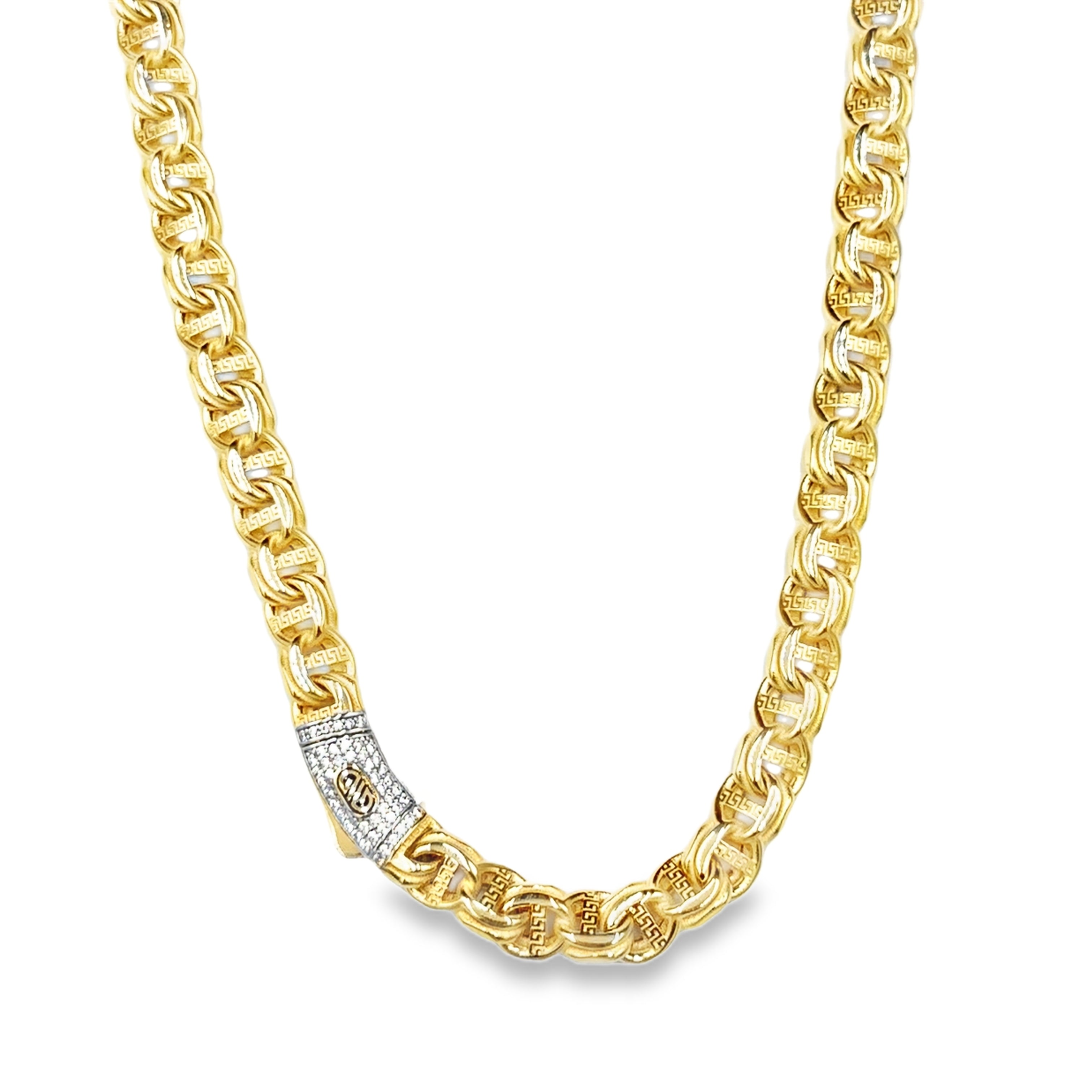 Cadena de Oro 14K con Broche en Zirconia Blanca