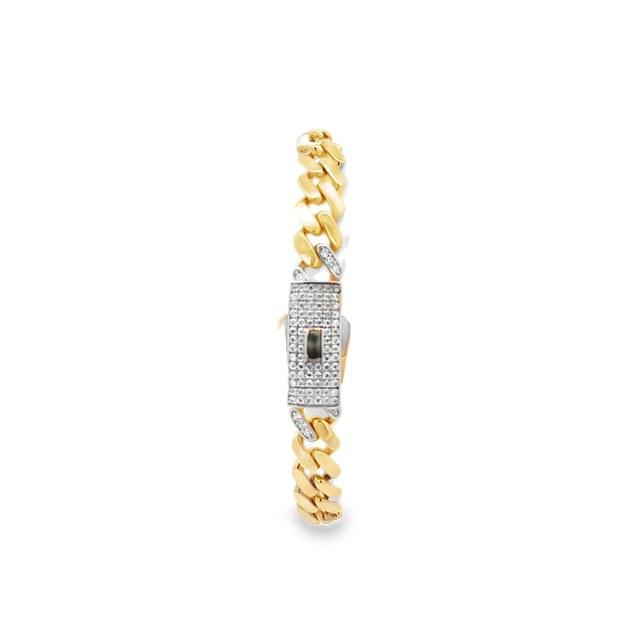 Esclava Moderna de Oro 14K con Broche en Zirconia Blanca