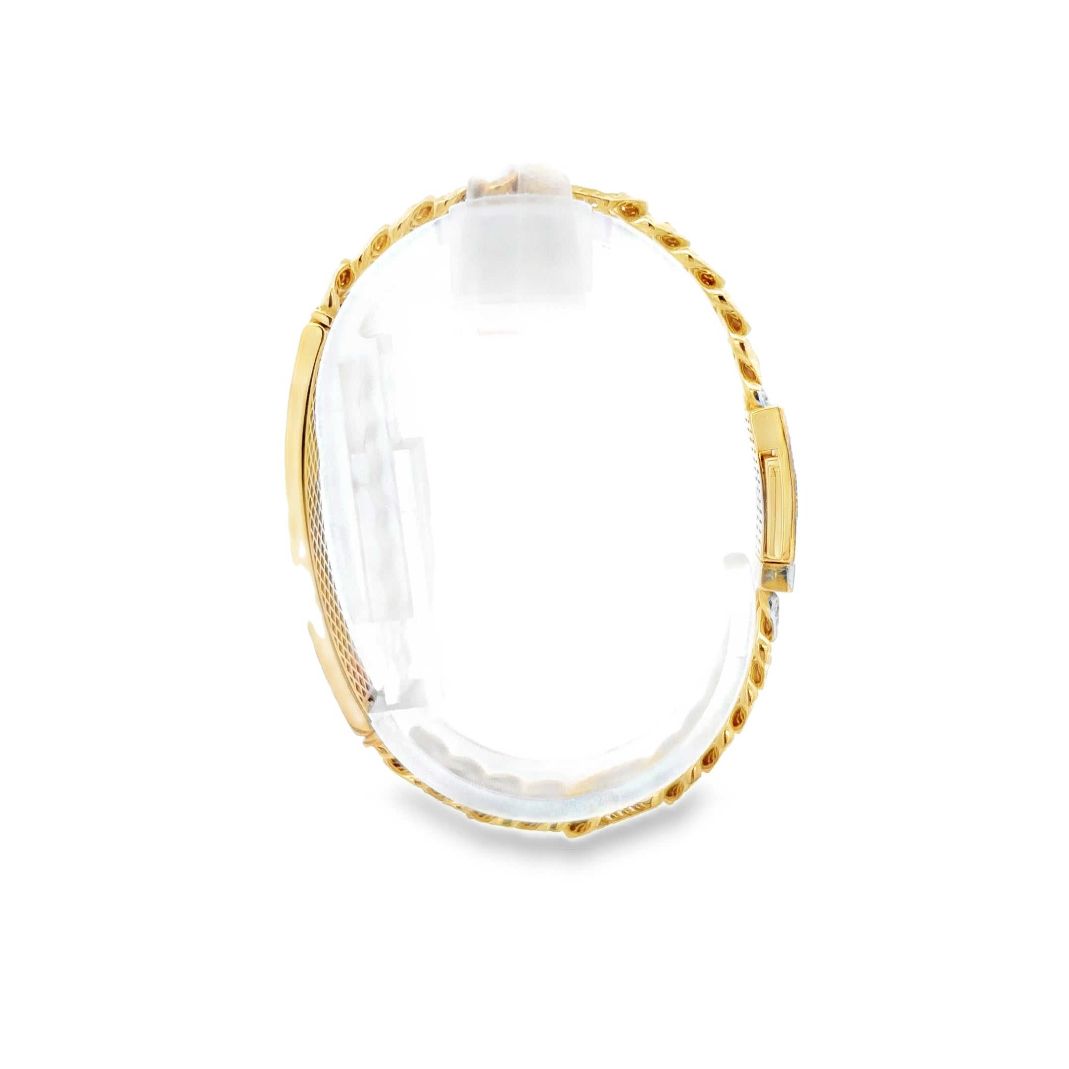 Esclava de Oro 14K con Broche en Zirconia Blanca