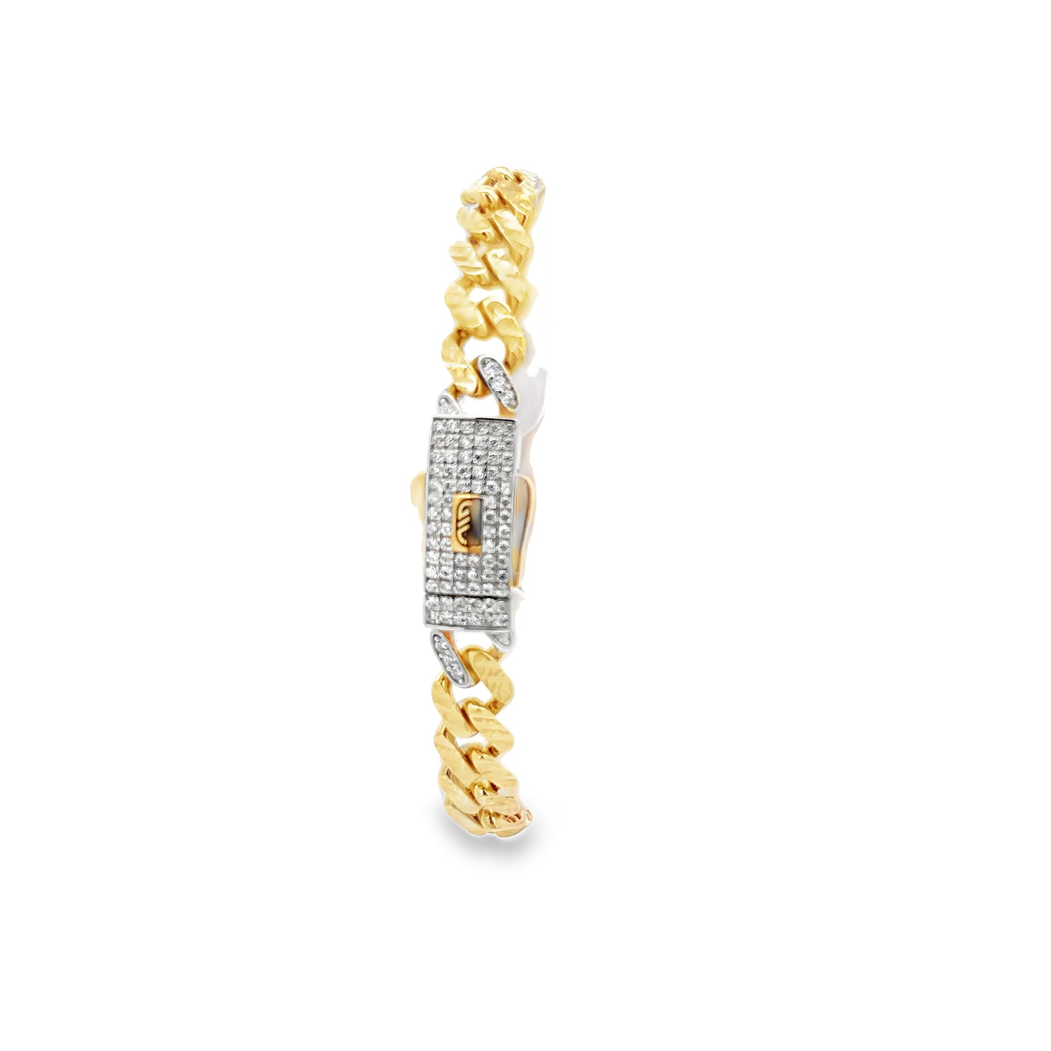 Esclava de Oro 14K con Broche en Zirconia Blanca