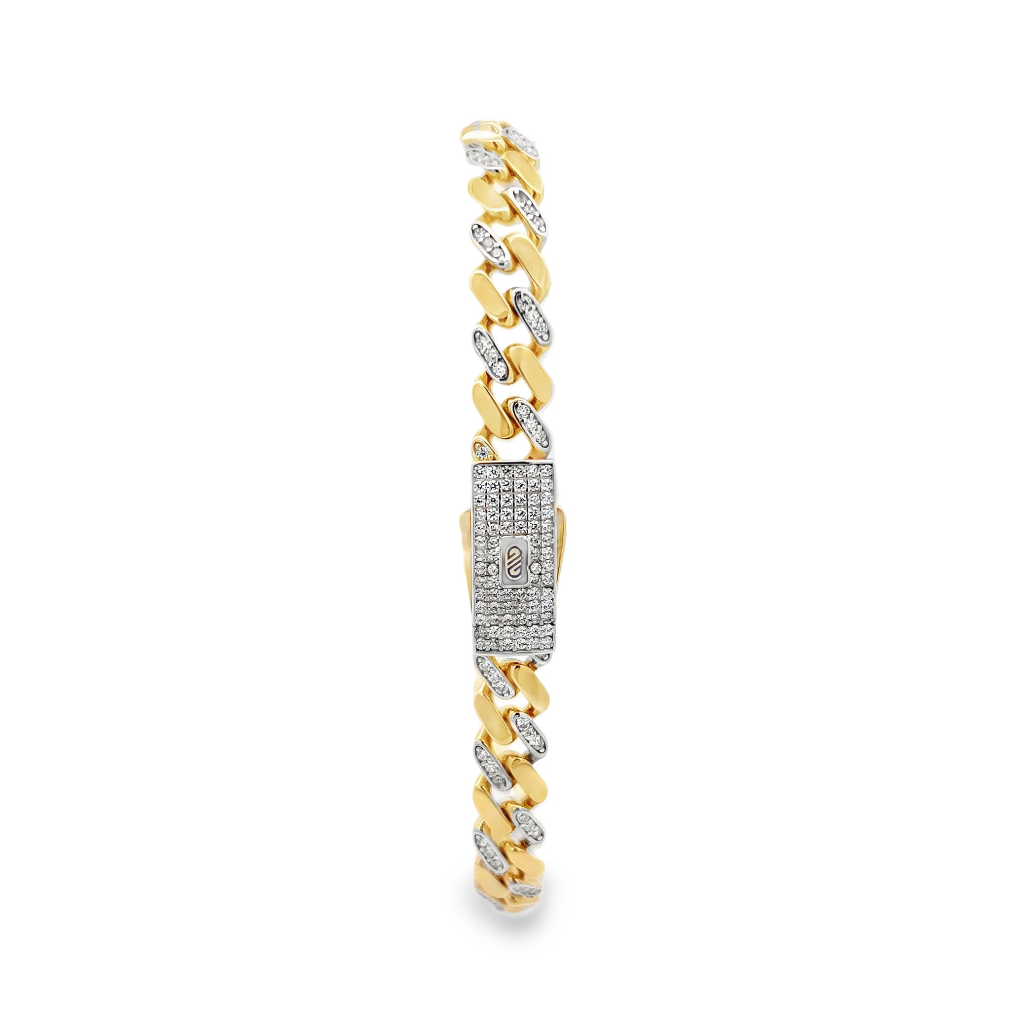 Pulsera de Oro Amarillo 14K con Broche y Zirconia Blanca